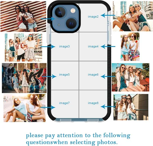 Vista 2 de Funda de teléfono personalizada para iPhone 13 Mini, funda personalizada de fotos de collage de múltiples imágenes, resistente a los arañazos, a