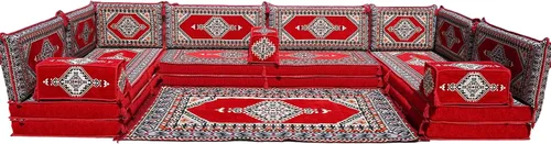 Vista 14 de arabicsofa Cojines de piso árabe en forma de U – Sofá tradicional Majlis con sofá otomano
