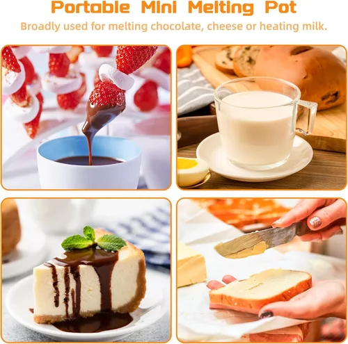 Vista 12 de Mini olla para fundir chocolate, fuente de fondue de chocolate, máquina calentadora de 8.79 onzas para chocolate con leche, queso, mantequilla Rojo