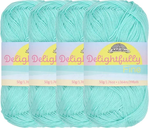 Vista 61 de JubileeYarn - Ovillo de hilo deliciosamente fino, 1.76 oz/madeja de rayón de bambú, color rosa polvo, 4 madejas