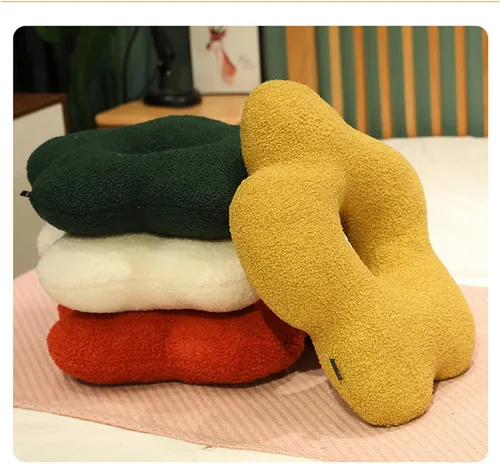 Vista 5 de Estilo nórdico. Almohadas en forma de flor y bola. Cojines de sofá. Almohada de felpa (bola marrón, 13.0 in)