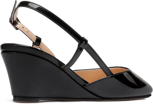 Vista 5 de WAYDERNS Zapatos de tacón bajo de cuña con hebilla sólida y puntera cuadrada para mujer de 2 pulgadas