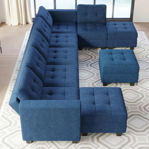 Vista 5 de Belffin Sofá modular de gran tamaño con tumbona reversible, sofá modular convertible con otomana en forma de U, juego seccional con asientos