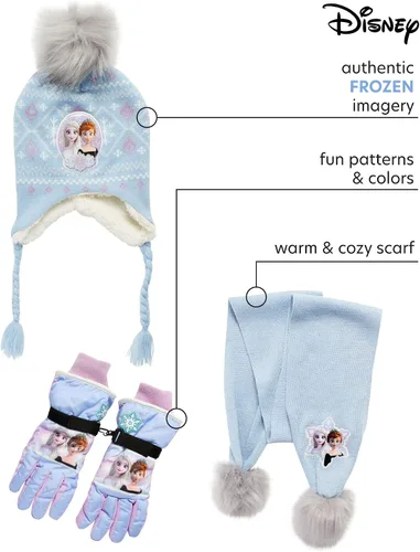 Vista 2 de Disney Juego de guantes de nieve aislados para niñas Minnie Mouse o Frozen Winter Hat bufanda y manoplas o guantes niño pequeño