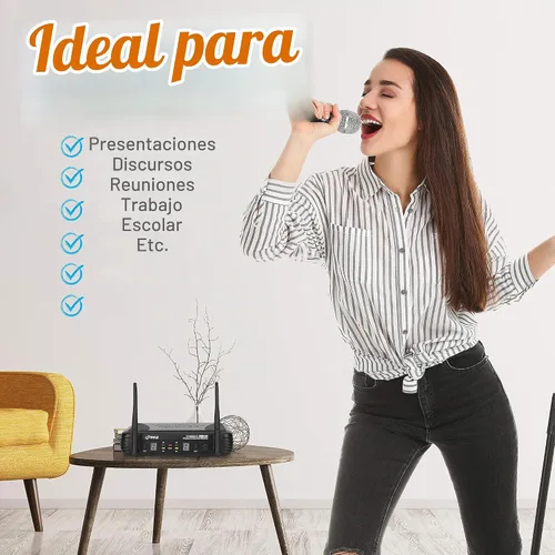 Vista 7 de PylePro PDWM3375 Premier Series sistema de sonido de dos canales con 2 micrófonos UHF inalámbricos y frecuencia seleccionable