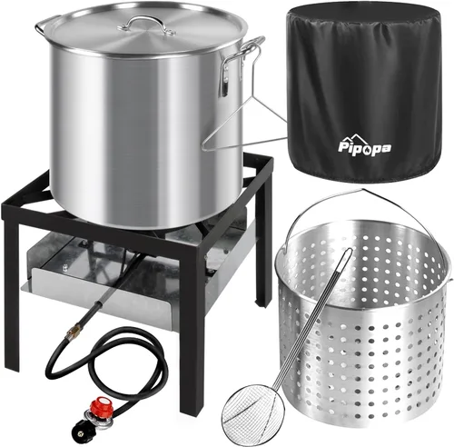 Vista 10 de Freidora para exteriores de 30 cuartos y 10 cuartos de galón Freidora de pavo Olla para hervir mariscos