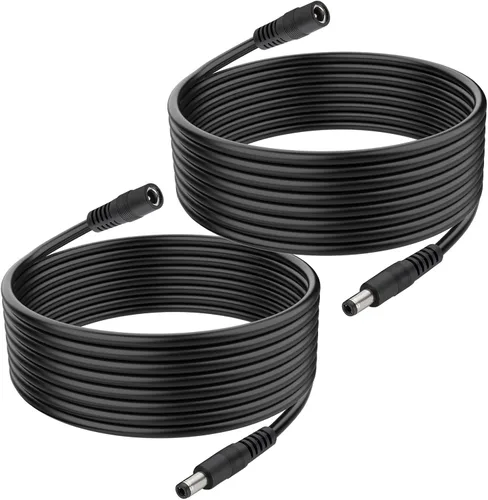 Vista 6 de CENSHI Paquete de 2 cables de extensión de alimentación CC de 18 AWG de 0.217 in x 0.098 in, cable conector macho a hembra para cámara de seguridad