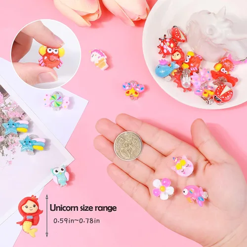 Vista 2 de Hifot 16 Pairs Clip on Earrings Girls, No Pierced Design Earrings Dress up Pretend Princess Play Jewelry Accessories for Kids