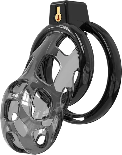 Vista 5 de Soft Rubber Male Chastity Cage, with 6 Size Rings, Invisible Lock Man Penis Exercise Bondage Gear & Accessories Lightweight Adult Sex Toys (Black, S)