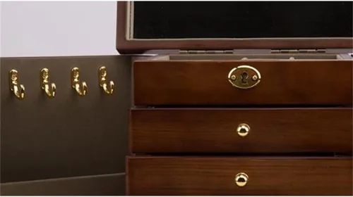 Vista 8 de CXDTBH - Joyero con cerradura, de madera antigua, estilo chino, europeo, caja de almacenamiento de joyas retro chino