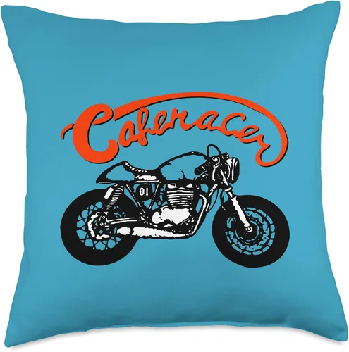 Vista 4 de American Cafe Racer Motorcycle Apparel and Merch Cafe Racer Biker Men Women Adult Teens Boys Girls Kids Youth Throw Pillow, 16x16, Multicolor