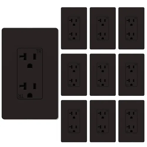 Vista 11 de Salida de receptáculo decorador, placa de pared sin tornillos incluida, salida de pared resistente a manipulaciones de 15 amperios y 125 V, 2 polos