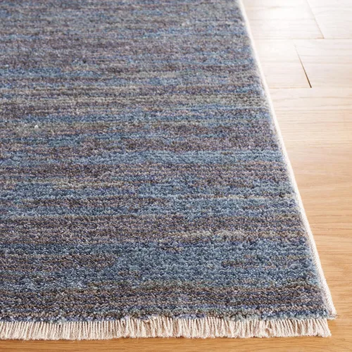 Vista 4 de SAFAVIEH Lasa Collection - Alfombra para pasillo, 2 pies 3 pulgadas x 8 pies, color azul y gris, diseño de flecos sólidos, no desprende pelusa