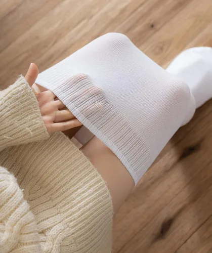 Vista 7 de 2 pares de calcetines altos hasta el muslo de talla grande para muslos gruesos, medias extra largas sobre la rodilla para mujer, calentadores