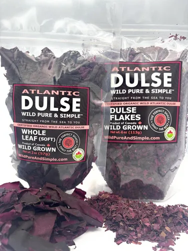 Vista 3 de Organic Atlantic Dulse Flakes 4 oz – Certificado Orgánico – Flakes suaves – Wild Pure & Simple – Wild Cosechado – Yodo – Sustituto de tocino