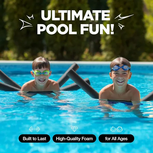 Vista 8 de Play22 Pool Noodles Foam - Extra Dense Foam Swim Noodles, Multi-Purpose Use Negro