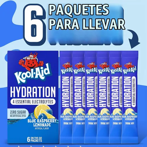 Vista 9 de Kool-Aid Mezcla de bebida de hidratación, 6 paquetes, limonada de frambuesa