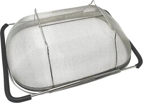 Vista 4 de Colador ovalado de acero inoxidable para colocar sobre el fregadero con asas de goma expandibles, colador de malla fina para cocina, colador de 6