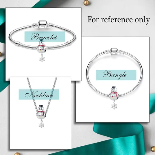 Vista 5 de QeenseKc Abalorio de Navidad con diseño de muñeco de nieve de elfo ciervo dulce de jengibre para pulsera Pandora