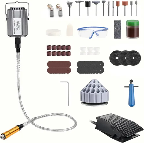 Vista 11 de DZQ Amoladora de eje flexible de 380 W con pedal de pie, kit de herramientas rotativas de 500 a 20,000 RPM con portabrocas de 3 mandíbulas y 83