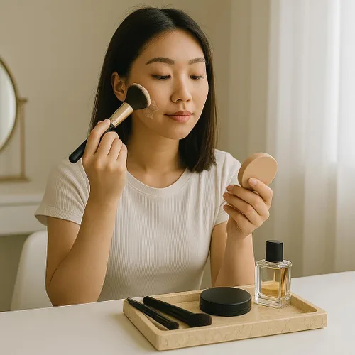 Vista 7 de Lujosa bandeja de tocador de mármol natural tallada a mano, organizador elegante y resistente para baño, dormitorio, maquillaje, encimeras, beige