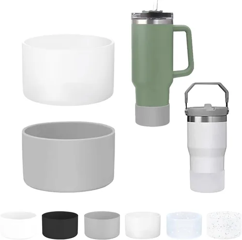 Vista 7 de 2 piezas de funda protectora de silicona para Stanley, compatible con el vaso Stanley de 20-40 oz y la botella de agua Hydro Flask de 12-24 oz