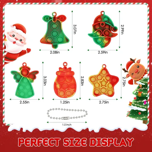 Vista 2 de Paquete de 24 Mini Juguetes Pop Fidget de Navidad para Niños Niñas Niños Pequeños Rellenos de Calcetines de Navidad Obsequios para Fiestas Alivio