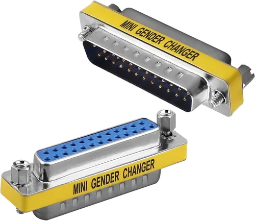 Vista 5 de Fielect DB15 VGA cambiador de género de 15 pines hembra a macho de 3 filas de ángulo recto Mini cambiador de género adaptador conector para 15pin