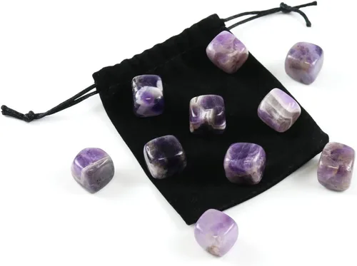 Vista 4 de 10 paquetes de piedras y cristales cuadrados pulidos de amatista natural, cristales y piedras curativas de cuarzo a granel para Wicca, Reiki