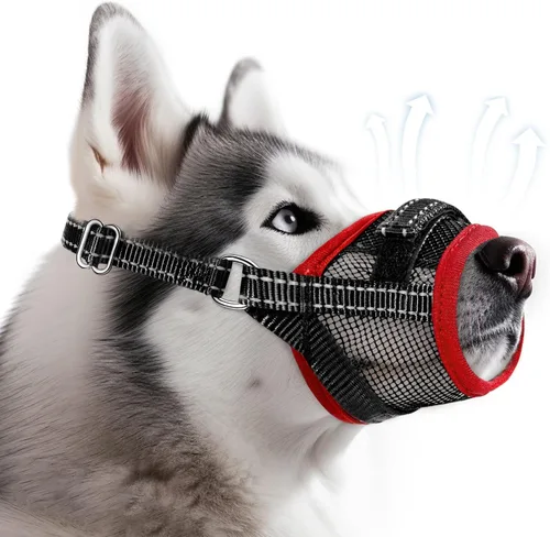 Vista 8 de SlowTon Bozal para perros – Protector bucal de malla suave para perros pequeños, medianos y grandes, Chihuahua, Husky Labrador Retriever, bucle