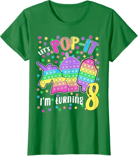 Vista 30 de Let's Pop-it I'm turning 8 Colorful 8th Birthday - Camiseta para niña, Negro