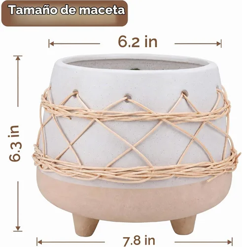 Vista 2 de Maceta de cerámica para plantas de interior y exterior, flor Marrón beige