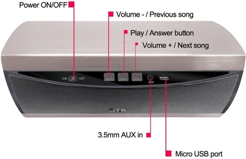 Vista 2 de JTD - Altavoz Bluetooth inalámbrico portátil con sonido estéreo envolvente 3D y carcasa de metal completo, inalámbrico, manos libres, 8 horas