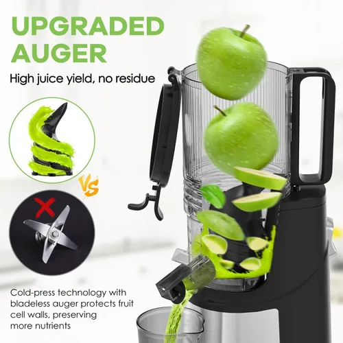 Vista 3 de EanOruus Cold Press Juicer, 5.8" Wide Feed Chute Juice Extractor Machine with 400W, High Juice Yield, Slow Masticating Juicer for Whole Vegetables &