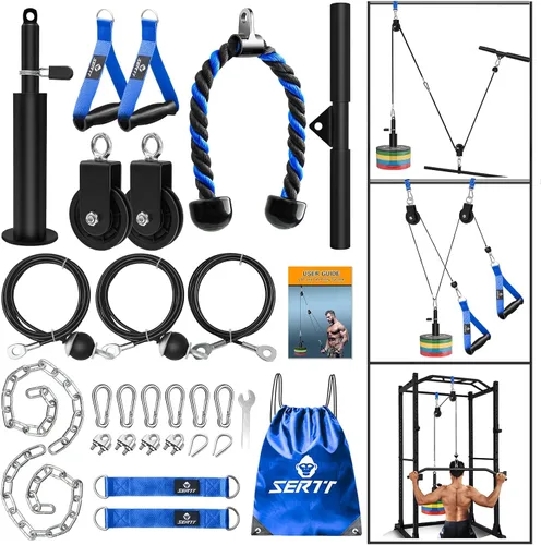 Vista 9 de Sistema de polea de cable de peso SERTT para gimnasio, accesorios actualizados de polea de cable para tracción LAT, flexión de bíceps, tríceps