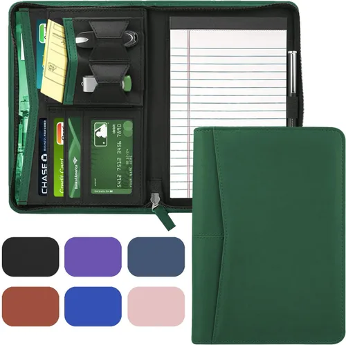 Vista 11 de Organizador de Portafolio Pequeño, Portafolio de Negocios A5 con Cremallera, Carpeta Padfolio Junior para Mujeres y Hombres, Bloc de Escritura de 5