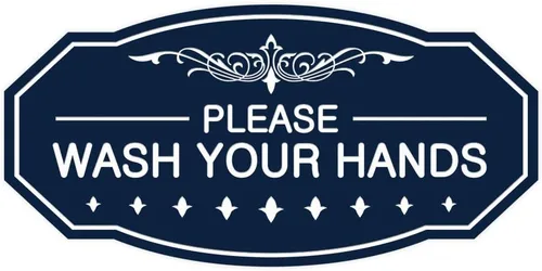 Vista 23 de Signs ByLITA Letrero Victoriano Please Wash Your Hands (Negro) - Pequeño