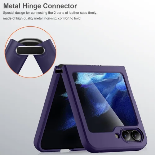 Vista 5 de Funda de espejo para Samsung Galaxy Z Flip 5 Mirror, Galaxy Flip 5 con [subpantalla y protector de cámara] conector de bisagra, cubierta protectora