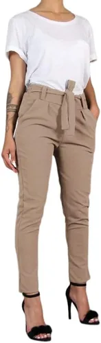 Vista 3 de LYANER Pantalones de tubo elásticos de cintura alta con bolsillos para mujer
