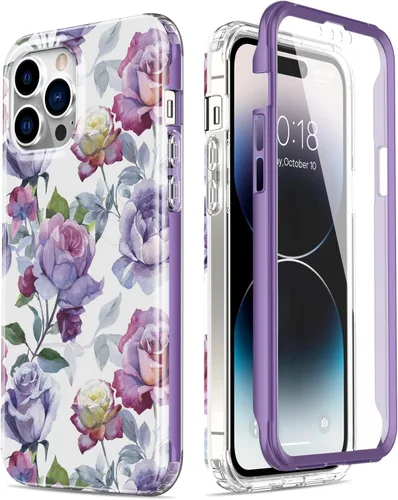 Vista 7 de Esdot Funda para iPhone 14 con Protector de Pantalla Integrado, Funda Resistente de Grado Militar con Diseños de Moda para Mujeres y Niñas, Funda