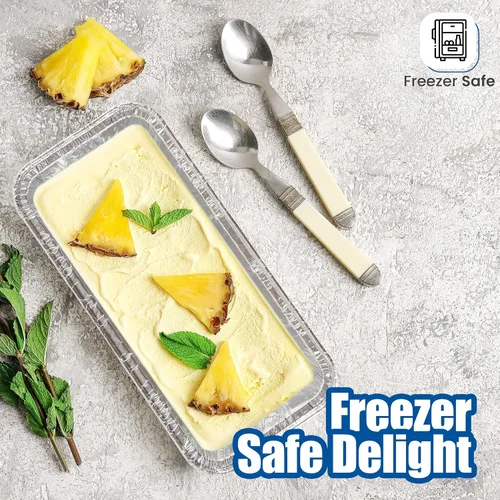 Vista 5 de Moldes desechables de aluminio de 2 libras para hornear, servir y almacenar, sartén desechable resistente al calor, ideal para alimentos