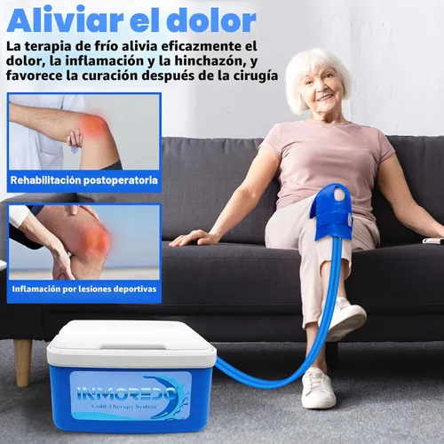 Vista 2 de Inmoredo Máquina de hielo para rodilla después de cirugía, máquina de terapia de frío para reemplazo de rodilla con temporizador programable