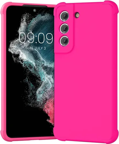 Vista 8 de KIOMY Funda transparente para Samsung Galaxy S21 FE 5G a prueba de golpes, carcasa rígida + parachoques de TPU flexible, 3 capas en 1 con 2 paquetes