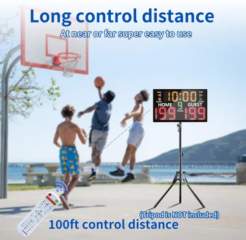 Vista 5 de YZ Bigger LED Digital Scoreboard, Portable Basketball Scoreboard with Timer Clock, Electronic Scoreboard with Remote, Tabletop Scoreboard Clock