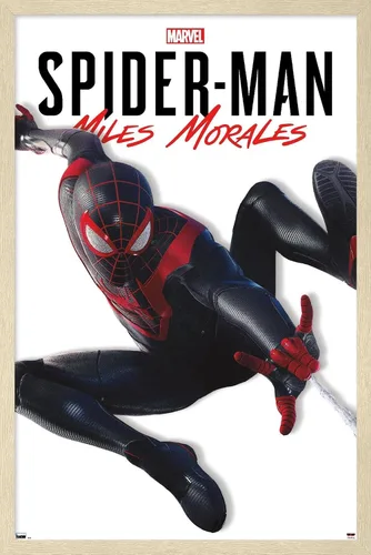 Vista 7 de Trends International Marvel Comics - Póster de pared de la serie Miles Morales, 22.4 pulgadas de largo x 14.7 pulgadas, versión enmarcada de madera