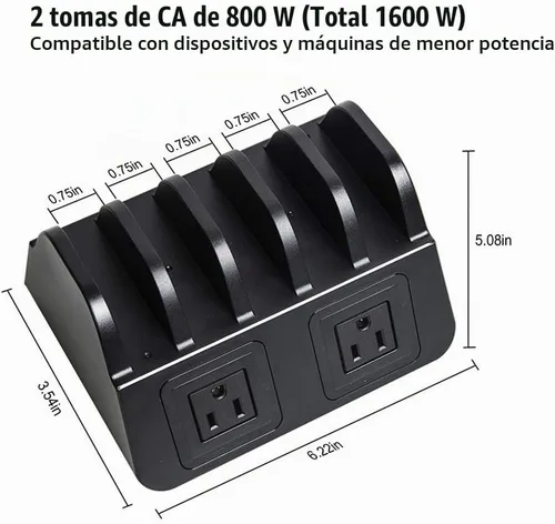 Vista 2 de Estación de carga con 5 puertos USB, organizador para múltiples dispositivos, soporte de escritorio de carga rápida para teléfono Apple Android