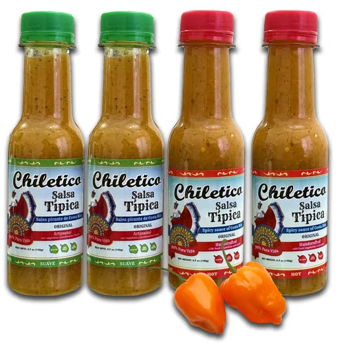 Vista 11 de Chiletico Salsa picante mediana caribeña – Paquete de 3 auténticas salsa picante costarricense – Calor equilibrado con verduras frescas y especias