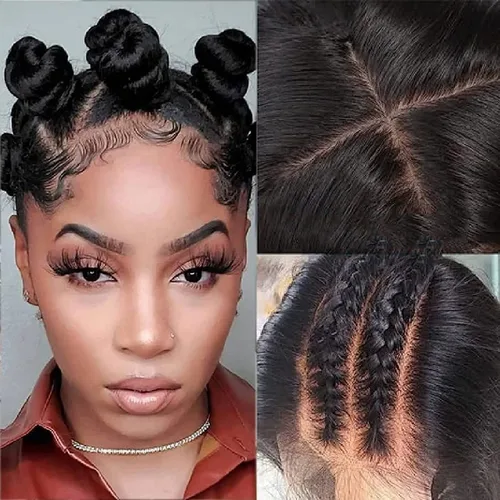 Vista 7 de Pelucas de Cabello Humano de Encaje Completo de 10 Pulgadas de Largo Liso HD Peluca de Encaje Completo Se Puede Trenzar Pre Desplumada Con Cabello
