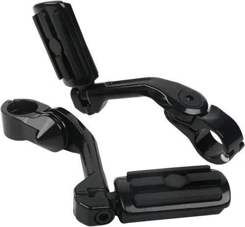 Vista 7 de TCT-MOTORPARTS Estriberas de pie de carretera de montaje largo para Harley Electra Glide, todo con protectores de motor de 1-1/4 pulgadas 1.25 Negro