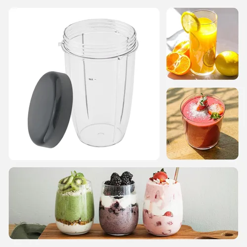 Vista 8 de 2 vasos de repuesto reutilizables de 24 onzas para licuadoras Nutribullet de 600 W / 900 W con tapa, vaso de repuesto lavable